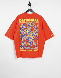 Shop this season's must haves with asos design button through midi tea dress with drape shoulder detail in mixed vintage floral at asos. Asos Daysocial Oversized T Shirt With Floral And Logo Back Print In Orange Asos