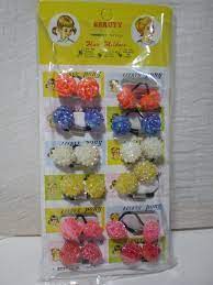 Vintage Crystal Plastic Hair Bobbles On Card Kitsch Cute Girly Preppy Hair Bobbles Vintage Christmas Balls Vintage Hair Accessories