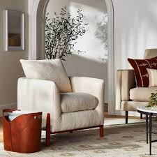 Elroy Sherpa Accent Chair With Wood Legs Cream Threshold Designed With Studio Mcgee Accent Chairs Studio Mcgee Wood Legs