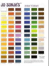 Jo Sonja Color Chart Paint Color Chart Acrylic Art
