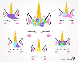 6 Color And 6 Black Silhouette Versions Of Unicorn Face Zip Files Includes 12 Pdf Files 12 Svg Files 12 Craft Anniversaire Licorne Deco Anniversaire