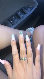 Ombre Black And Clear Nails Clear Rhinestone Acrylics Coffin Shaped Rhinestone Nails Clear Nails Short Coffin Nails
