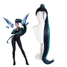 Lol Kda The Baddest Kaisa 100cm Long Blue Green Cosplay Wigs Cosplay Clans Miccostumes women's lol kda kaisa cosplay costume outfit. lol kda the baddest kaisa 100cm long
