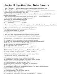 Chapter 14 Digestion Study Guide Answers