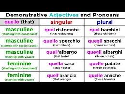 demonstrative adjectives and pronouns using questo and