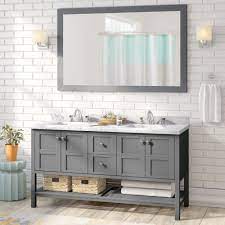 This table is a fabulous find with its two. Three Posts Fleischmann 60 Double Bathroom Vanity Set With Mirror Reviews Wayfair