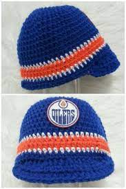 Loopy Lids Crochet Creations Edmonton Oilers Hat With Brim 30 To Order Find Me On Facebook Or Email Alicia Foster Hotmail Com Crochet Crochet Hats Hats