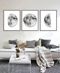 Moon Print Moon Wall Decor Bedroom Wall Decor Living Room Wall Decor Set Of 3 Wall Art Apartment Decor Celestial Watercolor Moon Art Print Wall Art Prints Living Room Rooms Home