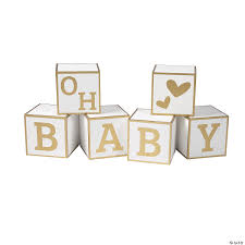 Use a wooden plank for the base. Baby Blocks Guest Book Decoration Oriental Trading