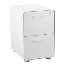 Poppin White 2 Drawer Stow Locking Filing Cabinet The Container Store