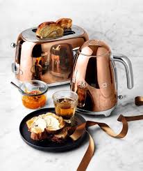 Smeg Copper 2 Slice Toaster And Kettle Smeg Rose Gold Kitchen Smeg Kitchen