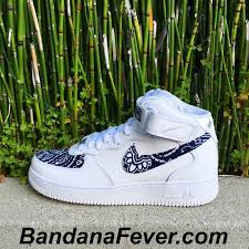 Custom Bandana Nike Air Force 1 Mid Shoes With Bandana Scarf Design Custom Nike Air Force 1 Shoes Turn Heads And Make P Nike Air Shoes Custom Nike Shoes Nike