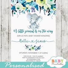 With this long list of free baby shower printables you should have no problem putting together an absolutely adorable. Elephant Baby Shower Invitations Boy Floral Teal Blue D432 Baby Printables