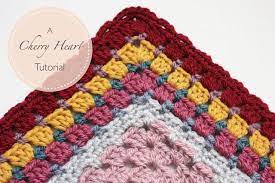 Cherry Heart Grannie Patches Border Tutorial Couverture A Motifs En Crochet Point De Bordure Au Crochet Tricot Et Crochet