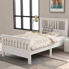 Harper Bright Designs White Twin Wood Platform Bed With Headboard And Footboard Wf192972aak The Home Depot | how to build a platform bed for $30. usd
