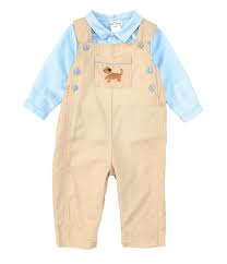 Petit Ami Baby Boys 3 24 Months Dog Appliqued Overall Long Sleeve Shirt Set