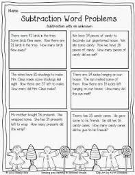 Christmas Subtraction Word Problem With Unknown Free Second Grade Math Subtraction Word Problems Word Problems 1st Grade Math