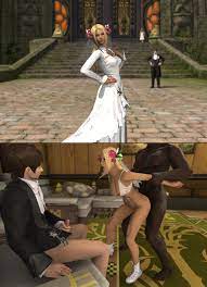 1girls 2boys 3d abs ambiguous penetration audrey dupont blonde  hair blue eyes bottomless bridal veil bride brown hair cheating cheating on  wedding day cheating wife completely nude cuckold dark-skinned