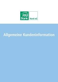 Die psd banken sind die älteste direktbankengruppe deutschlands. Allgemeine Kundeninformation Psd Bank Nord Eg