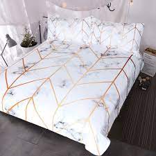 If you like marble bed set, you might love these ideas. White Marble Bedding Geometric Rose Gold Stripes Lines Pattern Duvet Cover 3 Pieces Ultra Soft Home Decor Marble Bed Set Bedding Sets Aliexpress