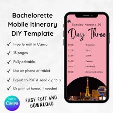 Bachelorette Weekend Mobile Travel Itinerary Template, Editable Digital  Custom Phone Trip, Las Vegas Girls Trip Invite, Hen Event Invitation
