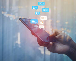 person using social media for marketing