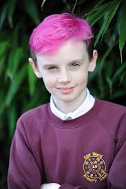 Schoolboy dyes hair pink for charity