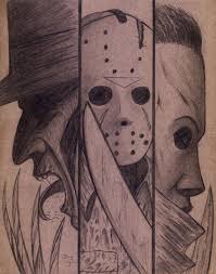 Freddy Jason And Michael On Cardboard By Dougsq On Deviantart Scary Drawings Scary Art Creepy Drawings