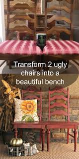 How To Make A Bench Out Of 2 Repurposed Chairs Diy Chair Diy Bench Seat Diy Furniture Projects