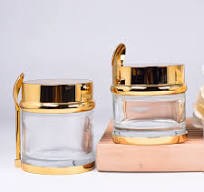 Luxury Cosmetic Facial Mask Container 80g Glass Balm Skincare Emulsion  Cream Jar with Gold Silver Lid & Spoon