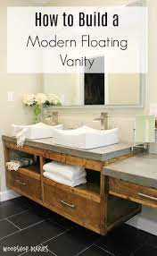 How To Build A Diy Modern Floating Vanity Or Tv Console Floating Bathroom Vanities Floating Vanity Diy Bathroom Vanity