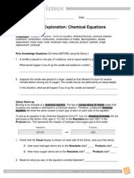 Student exploration chemical equations answer key activity a. Gizmo Chemical Equations Mole Unit Molecules