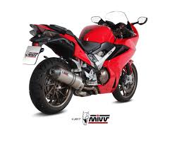 Semi gutted exhaust, end caps sliced off. Honda Vfr 800 F Exhaust Mivv Oval Titanio Con Coppa Carbonio H 064 Lnc Mivv