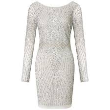 Aidan Mattox Long Sleeve Beaded Cocktail Dress Silver Silver White Sequin Dress White Cocktail Dress Maxi Dress With Sleeves