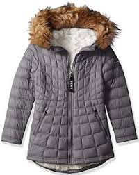 Details About Dkny Girls Faux Fur Lined Jacket With Glacier Shield