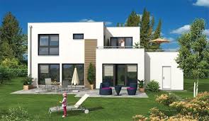 Villa Im Bauhaus Stil Mit Grosser Dachterrasse Und Integrierter Garage Haus Hausbau Grundriss Bauhausstil