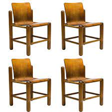 Set Of Four Plywood And Norwegian Pine Dining Chairs 1 Pine Dining Chairs Chair Antique Chairs