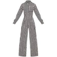 Black And White Striped Jumpsuit With Sleeves Black Button Striped Long Sleeve Through Jumpsuit 55 Liked On Polyvore Featuring Jumpsuits Lon White Wide Leg Jumpsuit Clothes White Long Sleeve Jumpsuit