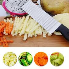 De Pommes De Terre Francais Fry Cutter En Acier Inoxydable Accessoires De Cuisine Lame Dentelee Facile A Trancher Banane Fruits De Pommes De Terre Vague Couteau French Fry Cutter Potato Cutter