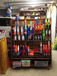 I looked into using peg board or wood to make a rack but decided to go with pvc instead. Toy Gun Storage Ideas Novocom Top
