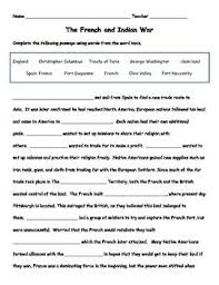 Use This Cloze Reading Worksheet After Learning About The French And Indian War As A Review Cloze Reading Social Studies Middle School 7th Grade Social Studies