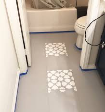 How To Paint A Bathroom Floor To Look Like Cement Tile For Under 75 Young House Love Painted Bathroom Floors Painting Bathroom Bathroom Flooring