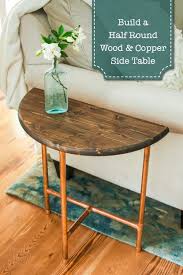 Half Round Copper Wood Side Table Diy Furniture Easy Diy Side Table Side Table Wood