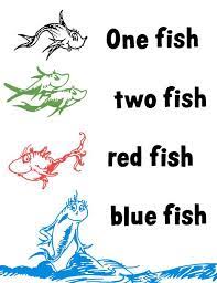 Super cute printable game to practice counting and more with fish! 1 Fish 2 Fish Red Fish Blue Fish