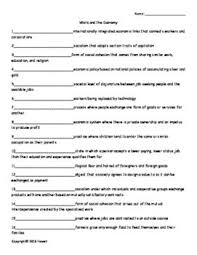 Work And The Economy Vocabulary Quiz Or Worksheet For Sociology Vocabulary Quiz Sociology Worksheets