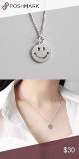 925 Smiley Sterling Silver Necklace Om Smiley Sterling Silver Necklace 100 Brand New And High Silver Necklace Charm Necklace Silver Long Silver Necklace