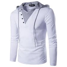 Camiseta Manga Longa Com Capuz Masculina Estilingue Do T Dos Homens Camisa 2017 Moda Verao Com Capuz Longo Manga Comprida T Shirt V Colar Mas Moletons Masculinos Camisas De Primavera Roupas Masculinas