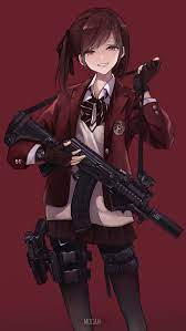 Anime character with brown haired holding rifle, anime female firearm girls with guns manga, anime, assault rifle, airsoft, cartoon png 1486x1670px 1.53mb . 403596 Anime Anime Girl Girls With Guns Wallpaper Hd Download 1688x3000 Mocah Hd Wallpapers