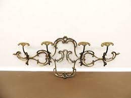 Antique Victorian Brass Wall Hooks Coat Rack Early 1900s Decorative Wall Hanging Art Nouveau Hat Rack Towel Rack Hook French Country Chic Brass Wall Hook Hanging Wall Decor Hanging Art