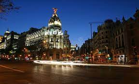 Madrid At Night It Is In Madrid In Spain The Famous Street Gran Via By Night Affiliate Madrid Spain Madrid Madrid Famous Places Dream Vacations